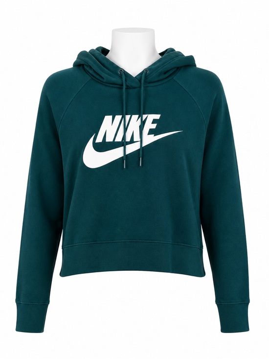 Nike Tops - Size L Nike Women’s Cropped Fleece Hoodie Green Pullover Sweatshirt